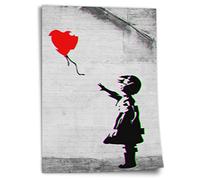 Poster in cotone Ragazza Banksy con palloncino a cuore - Street Art moderna, stampa artistica senza cornice, murale - A4, A3, A2, A1, A0, XXL