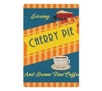 Poster in latta con scritta "Twin Peaks Coffee Cherry Pie", stile vintage, divertente, 20 x 30 cm