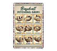 Poster in metallo con guida al lancio del baseball, conoscenze sui giocatori di baseball, targhe in latta, decorazioni murali per club di baseball, targhe in metallo con impugnature per lancio del