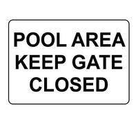 Poster in metallo con scritta "Pool Area Keep Gate Close", decorazione artistica da parete, 20 x 30 cm