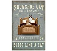 Poster in metallo con scritta "Sleep Like A Cat Snowshoe" (lingua italiana non garantita), 20,3 x 30,5 cm