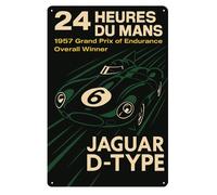 Poster in metallo per auto da corsa Jaguar D-type 24 Heures Du Mans - Insegna...
