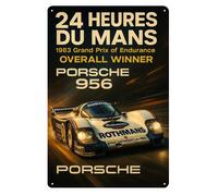 Poster in metallo per auto da corsa Porsche 956 24 Heures Du Mans - Insegna...