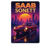 Poster in metallo per auto Saab Sonett - insegna in latta - dimensioni: 20...