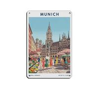 Poster in metallo retrò a tema Monaco di Baviera, decorazione da parete per bar, grotta, bar, famiglia, garage, 20 x 30 cm