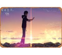 Poster in metallo retrò con scritta in lingua inglese "Your Name Kimi No Na Wa Taki Tachibana" (lingua italiana non garantita), 20,3 x 30,5 cm