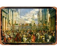 Poster in metallo retrò con scritta "The Wedding Feast at Cana" di Paolo Veronese Realismo, stampe artistiche romantiche, disegni biblici, ritratto, arte da parete, poster rinascimentale, 20 x 30 cm