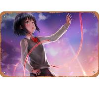 Poster in metallo retrò con scritta "Your Name, Kimi No Na Wa, Mitsuha Miyamizu", decorazione artistica da parete per la casa, 20,3 x 30,5 cm