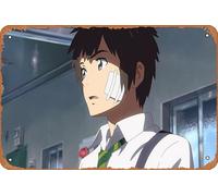 Poster in metallo retrò con scritta "Your Name, Kimi No Na Wa, Taki Tachibana, decorazione artistica da parete per la casa, 20,3 x 30,5 cm