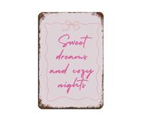 Poster in metallo stampabile retrò, stampa con scritta "Sweet Dreams and Cozy Nights", decorazione da parete per bar, grotte, bar, famiglia, garage, 20 x 30 cm