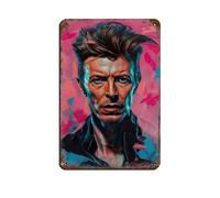 Poster in metallo, stile retrò, motivo Bowie Art, stile chic, retrò, pittura in ferro, per bar, grotte, bar, famiglia, garage, decorazione da parete, 20 x 30 cm