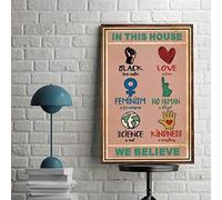 Poster in This House We Believe per i diritti civili, poster per l'inaugurazione della casa, Black Lives Matter, femminismo, orgoglio Lgbt, divertente, regalo in metallo, 20,3 x 30,5 cm