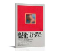 Poster Kanye West, stampa su tela, motivo: album My Beautiful Dark Twisted Fantasy, stampa su tela, decorazione da parete moderna per camera da letto e soggiorno, 20 x 30 cm, con cornice