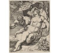 Poster Leda e il cigno incisione mitologica arte da parete -...