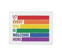 POSTER LGBT - Tutti sono i benvenuti qui - Orgoglio Poster vintage Targa in metallo Decorazione da parete Bar Club Cucina divertente Salottino retrò Garage Regali per mamma papà, 12x16 pollici