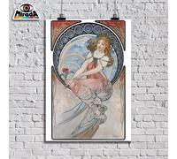 POSTER LIBERTY ARTE Alphonse Mucha - LA PITTURA - DONNA FIORI OCCHI QUALITY