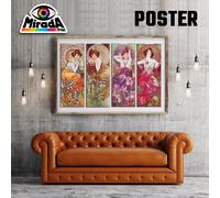 POSTER LIBERTY Mucha 4 STAGIONI ART DECO DONNE ESTATE PRIMAVERA AUTUNNO INVERNO