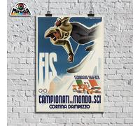 POSTER locandina Campionati Mondo SCI 1941 FIS Cortina d'Ampezzo neve sport