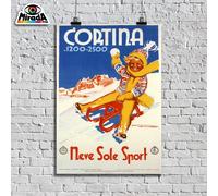 POSTER locandina Cortina d'Ampezzo neve sole sport inverno estate moda vintage