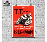 POSTER LOCANDINA MANIFESTO VINTAGE AFFICHE ISLE MAN ISOLA DI MAN TT RACES 1961