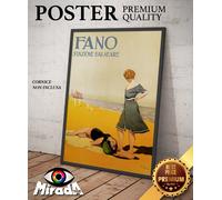 POSTER locandina vintage FANO Pesaro Urbino Marche mare estate spiaggia bikini