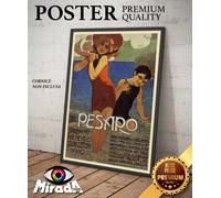 POSTER locandina vintage PESARO Urbino Marche mare estate vacanza sole bikini