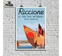 POSTER locandina vintage RICCIONE Perla verde Adriatico mare vacanza Romagna TOP