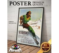POSTER locandina vintage SESTRIERE SPORT INVERNALI PIEMONTE TORINO SCU0LA SCI