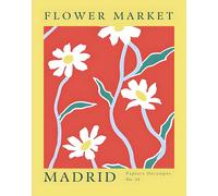 Poster Madrid margherita ritaglio - arte da parete floreale rosso audace -...