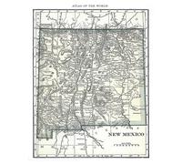Poster Mappa Antica Nuovo Messico Southwest State Wall Art -...