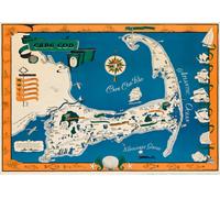 Poster Mappa Cape Cod Coastal New England Travel Wall Art -...