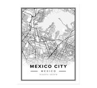 Poster Mappa Città del Messico Bianco e Nero Stampa artistica da parete...