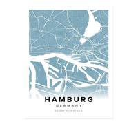 Poster Mappa della Città di Amburgo Wall Art - Decorazione Urbana Qualità...
