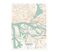 Poster Mappa della Città di Amburgo Wall Art - Decorazione Urbana Qualità...