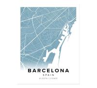 Poster Mappa della Città di Barcellona Wall Art - Stampa d'arte moderna con...