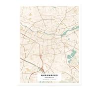 Poster Mappa della Città di Norimberga Wall Art - Stampa d'Arte Modern...