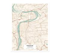 Poster Mappa della Città di Praga Wall Art - Design urbano minimalista Home...