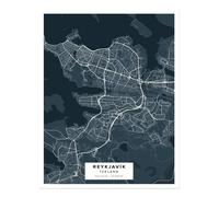 Poster Mappa della città di Reykjavik Wall Art - Stampa d'arte moderna con...