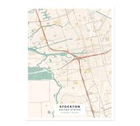Poster Mappa della Città Stockton Wall Art - Stampa d'Arte Elegante...