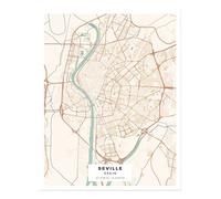 Poster Mappa di Siviglia Wall Art - Stampa elegante paesaggio urbano...