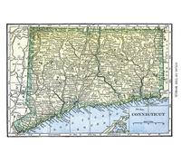 Poster Mappa di Stato del Connecticut New England Wall Art -...