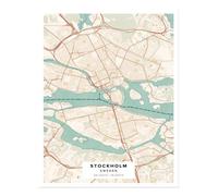 Poster Mappa di Stoccolma Wall Art - Decorazione Casa Stile Vintage City Decor