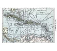 Poster Mappa Indie Occidentali Vintage Mar dei Caraibi Wall Art -...