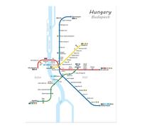 Poster Mappa Metro di Budapest Wall Art per Decorazione Casa o Ufficio Home...