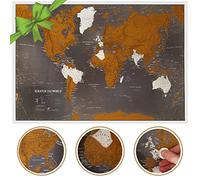 Poster mappa mondo da grattare, nero, 84 x 59 cm