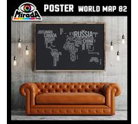 POSTER MAPPA MONDO WORLD MAP 02 CONTINENTI SCRITTE STATI OCEANI VIAGGIO VOYAGE