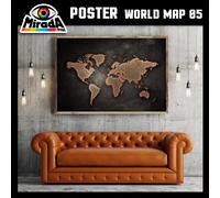 POSTER MAPPA MONDO WORLD MAP 05 CARTA PLANISFERO CONTINENTI OCEANI POLI