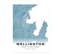 Poster mappa Wellington Nuova Zelanda arte da parete - arredamento urbano...