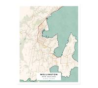 Poster Mappa Wellington Nuova Zelanda Wall Art - Elegante decorazione per...