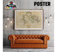 POSTER MAPPA WORLD MAP OLD 03 VECCHIA CARTINA OCEANI CONTINENTI VIAGGI VACANZA